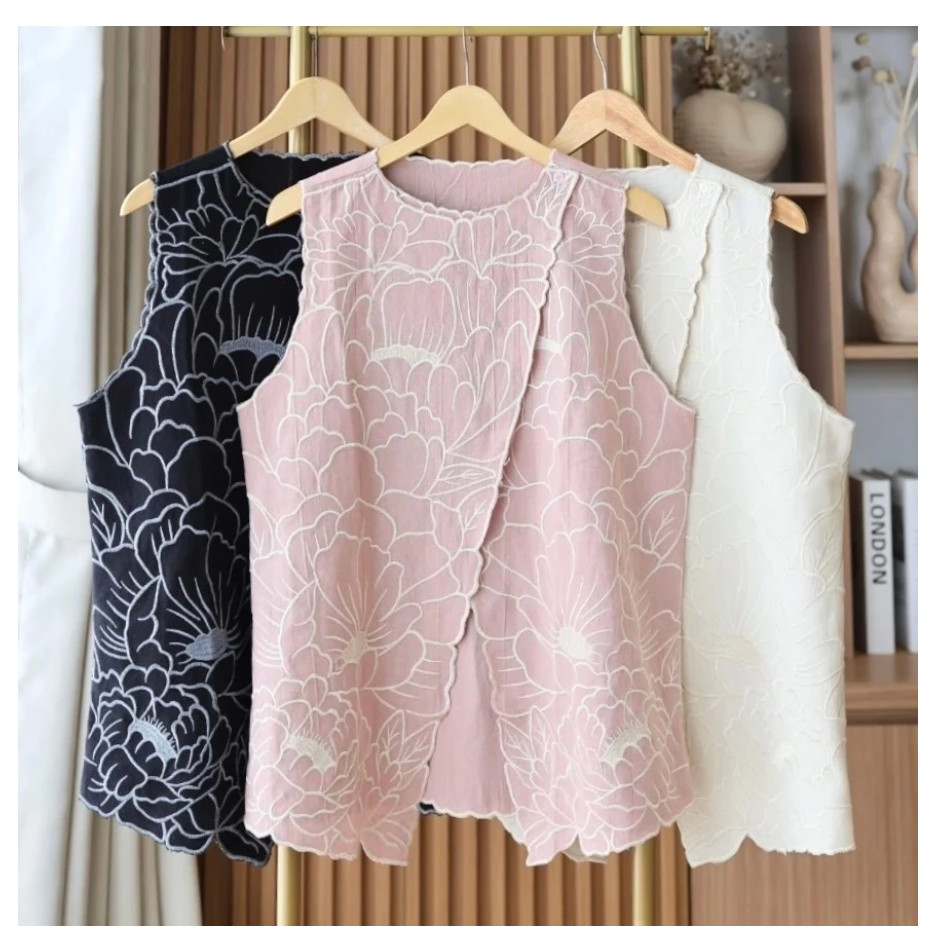 MELVY VEST / VEST BASIC WANITA / Vest Linen Atasan Wanita Vest Tanpa Inner