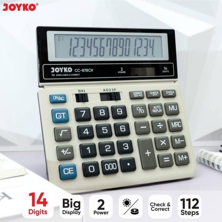 Kalkulator JOYKO CC-878CH CHECK CORRECT / Calculator Model Cek Ulang 14Digit CC878CH