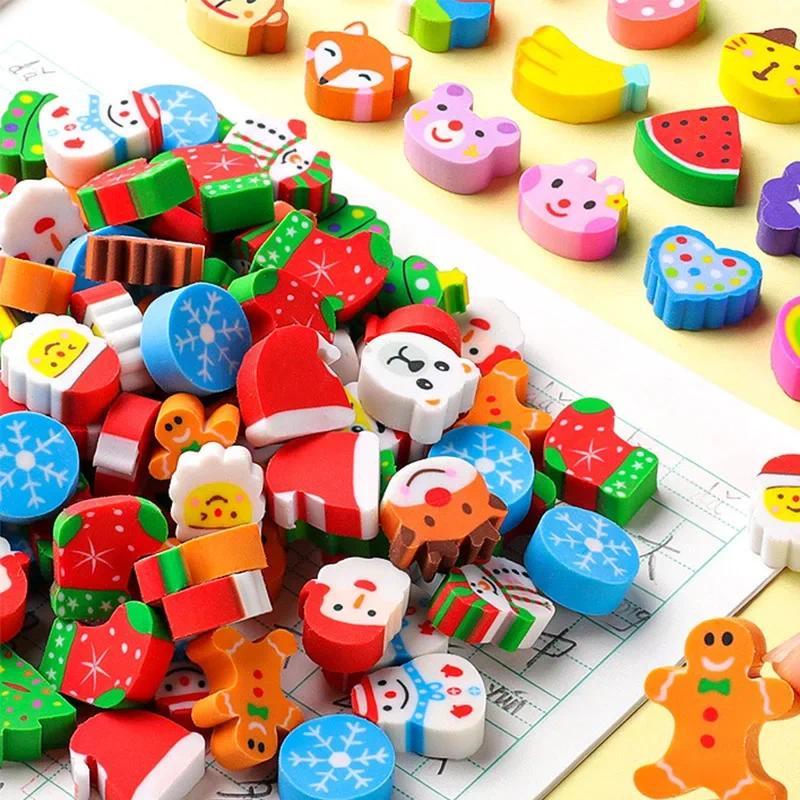 50pcs/set Cute Rubber Eraser Creative Animal Fruit Pencil Erasers Mini Kawaii Stationery Kids Studen