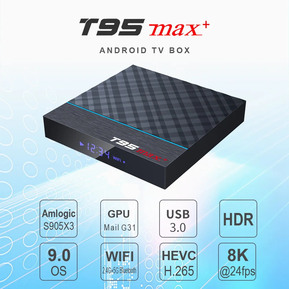 T95 Max Plus Smart Tv Box Android 9.0 Amlogic S905X3 2.4G 5G Wifi TV Box Set Top Box T95 MAX+ Mea Pl