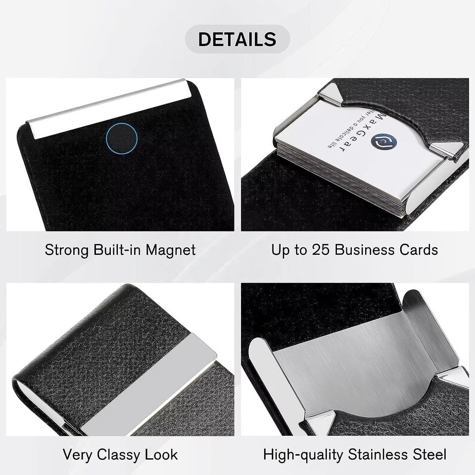 Carbon Black Business Card Holder Id Holder Name Card Case Ultra Thin Metal Pocket Card Holder Magne