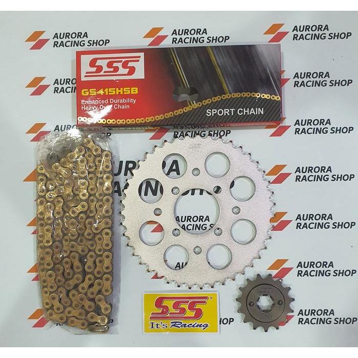 GEAR SET SSS SATRIA FU 150 SERIES & RANTAI SSS 415 HSB GOLD - 13, 35