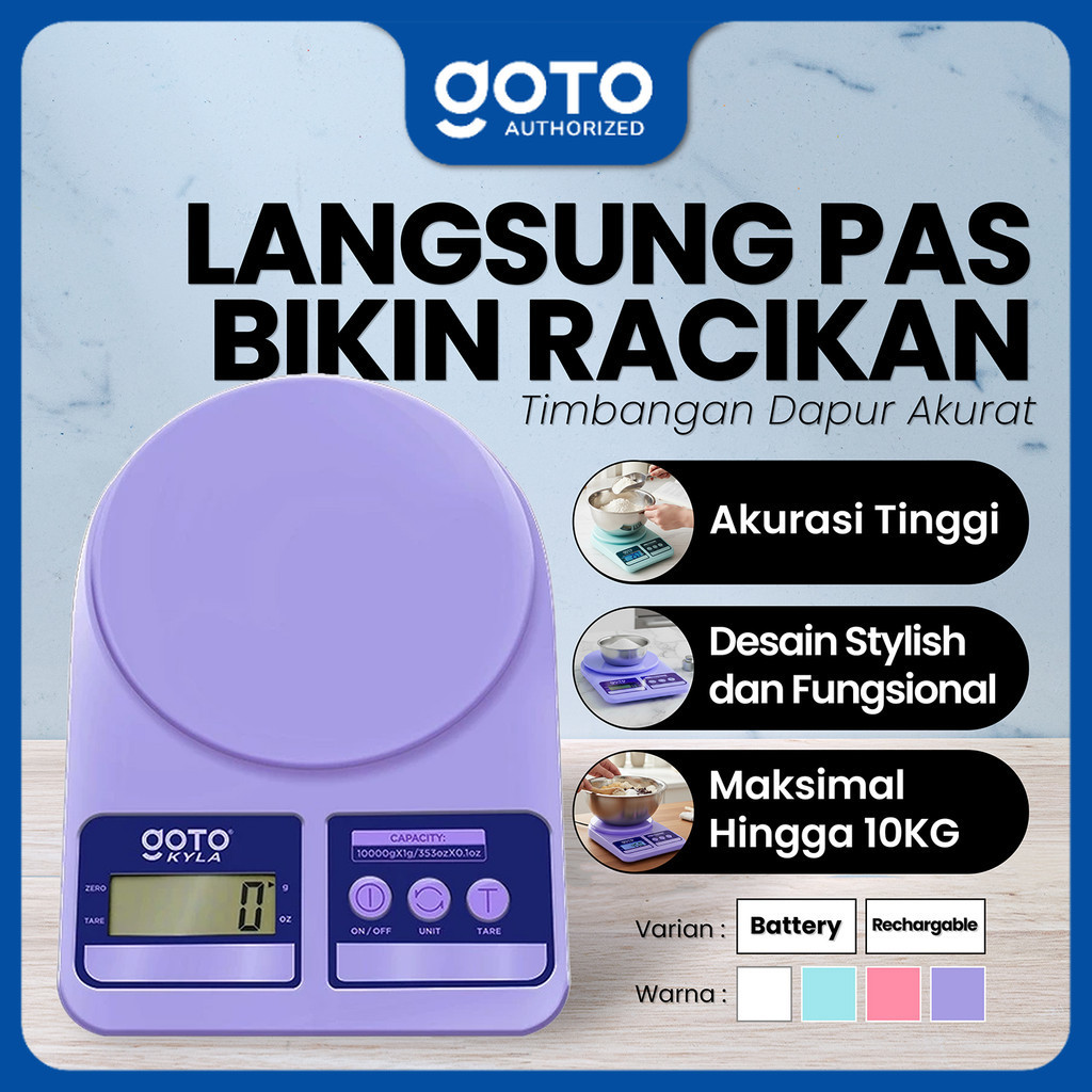Goto Kyla Kitchen Scale Timbangan Bumbu Dapur Kue Digital Charge LED