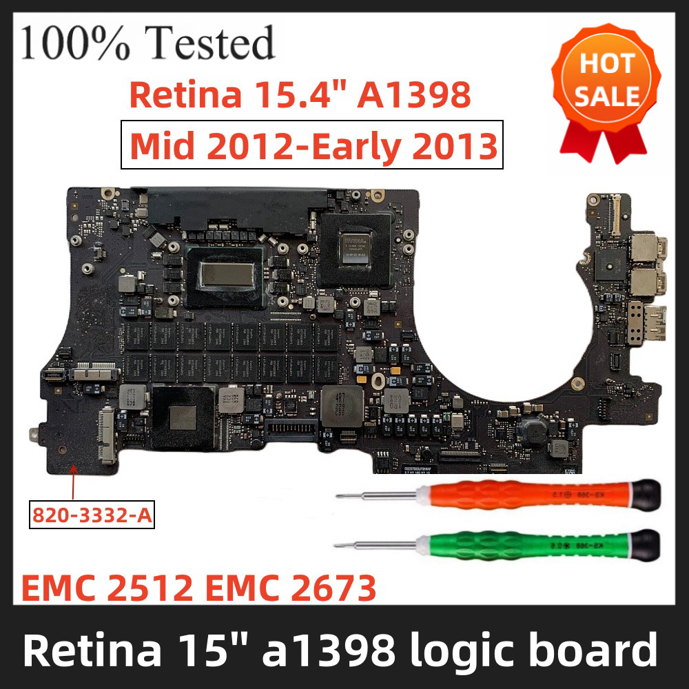 A1398 Logic Board for Macbook Pro Retina A1398 Mid 2012 Early 2013 EMC 2673 EMC 2512 820-3332-A Logi
