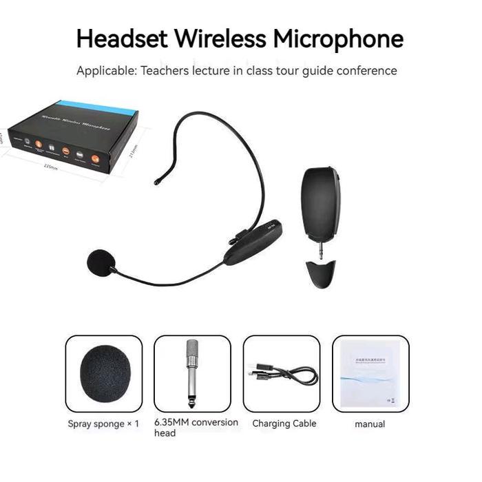 Mic wirelles clip on bando heandset microphone wirelles meating mengajar streaming  rekam vidio mic 