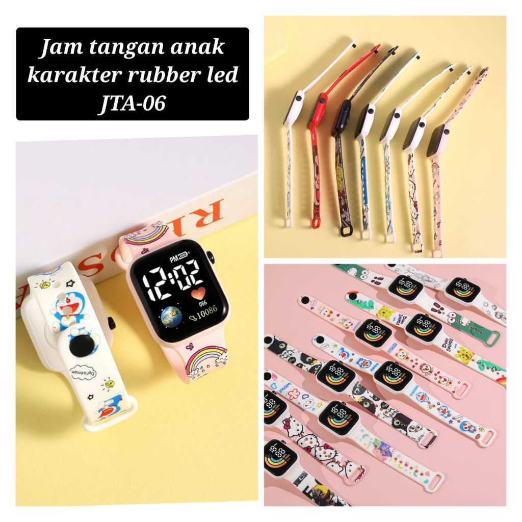 Jam anak karakter rubber led jta-06/Jam Tangan Anak LED Kotak Karakter Lucu