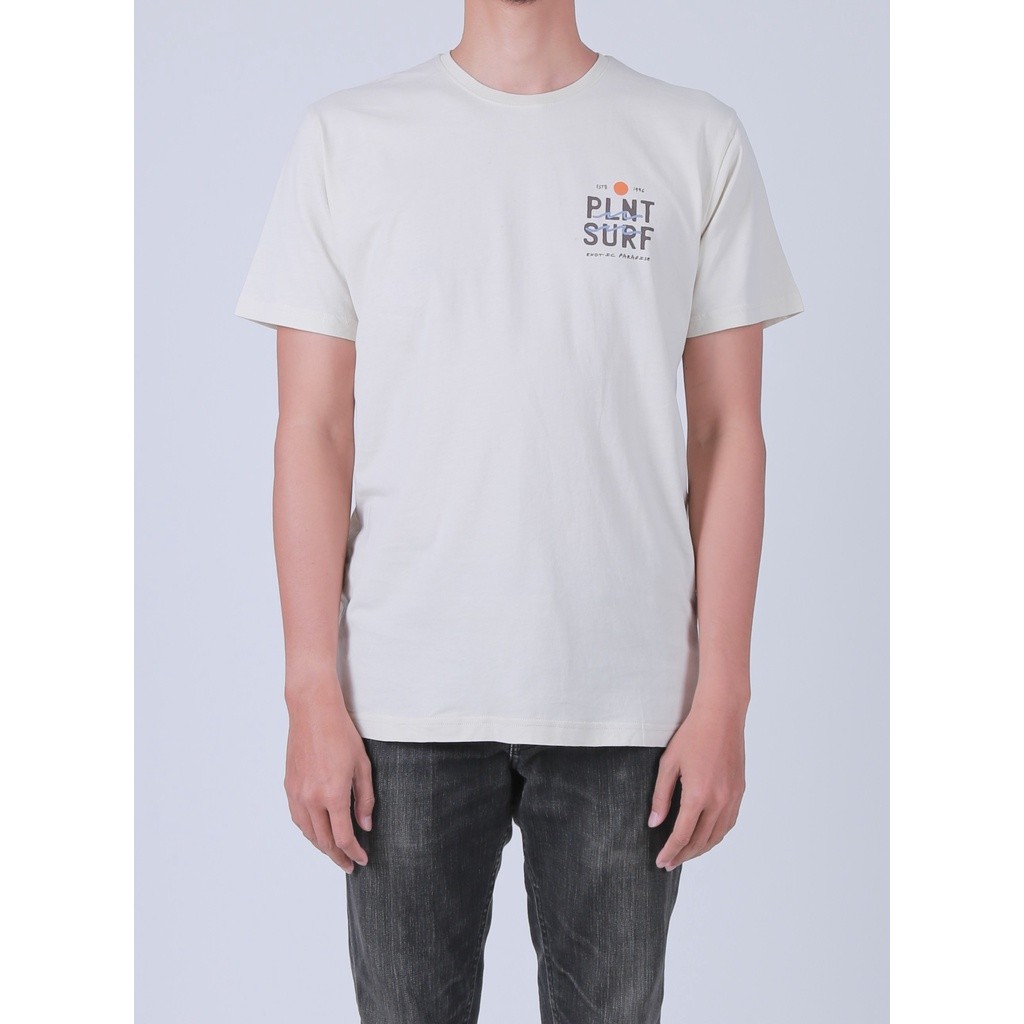 Planet Surf Kaos Pria Lengan Pendek Putih Tahiti New 194J