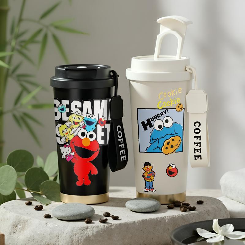 Tumbler Sesame Street Elmo Cookie Monster Zoe Big Bird Termos Kopi CUP Case 500 ML Stainless Steel S