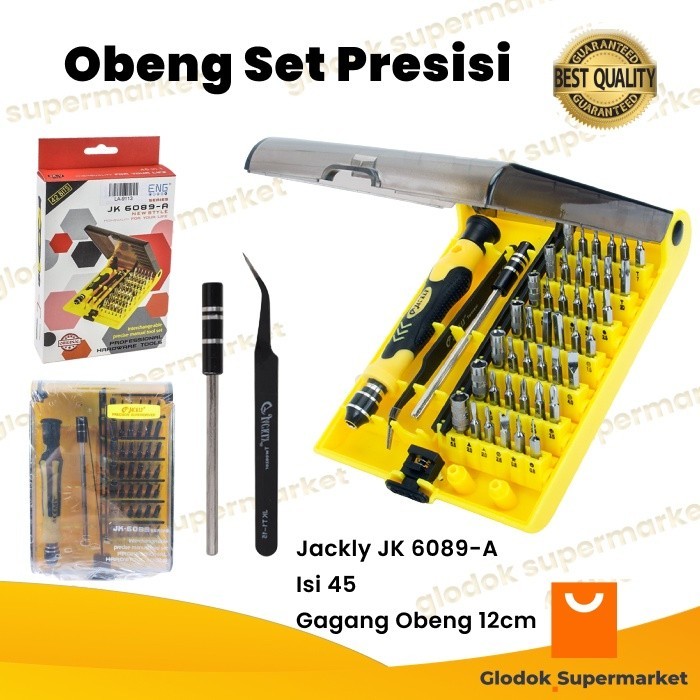Obeng Set Presisi Jackly 45 in 1 Screwdriver Pinset JK 6089-A Peralatan Service HP Reparasi Tools