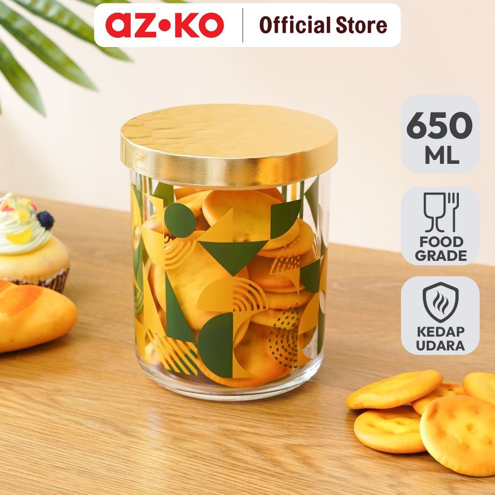 AZKO Kris 650 ml Goldie Stoples - Hijau Jar Tempat Simpan Snack Dan Permen Setoples Toples Beling Se