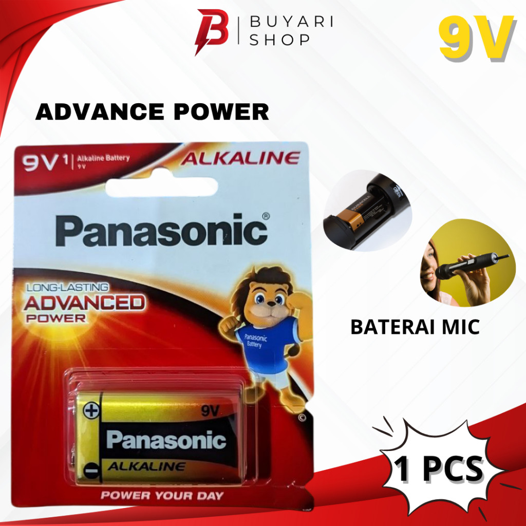 Baterai 9V Panasonic Baterai Kotak Alkaline 9V Baterai Non-Cas | Panasonic Alkaline Battery 9V 1 PCS