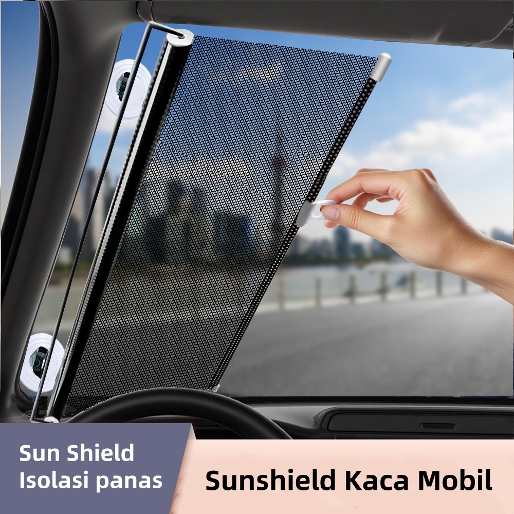 Sun Shield / Pelindung Panas Kaca Tirai Mobil Model Roll Gulung / Tirai Mobil Kaca Samping / Matahar