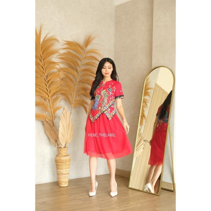 Devanka Batik Cheongsam Chinese New Year - Fen Dress Maroon