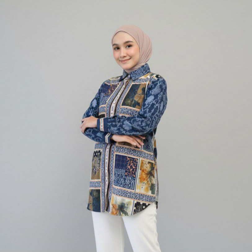 ASK - Kemeja Wanita Panjang/Kemeja Wanita Blouse Motif Cewek Hijab Kemeja14