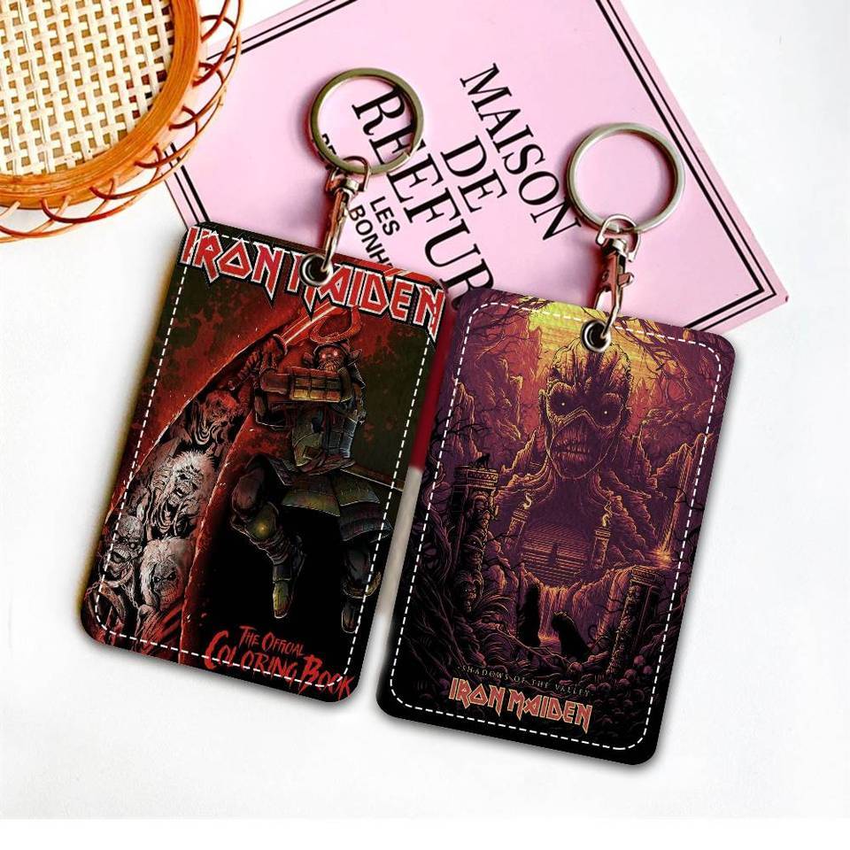 Band I-Iron M-Maiden 1Pc Access Card Case Leather Card Holder Keychain Key Ring Door Access Tags ID 