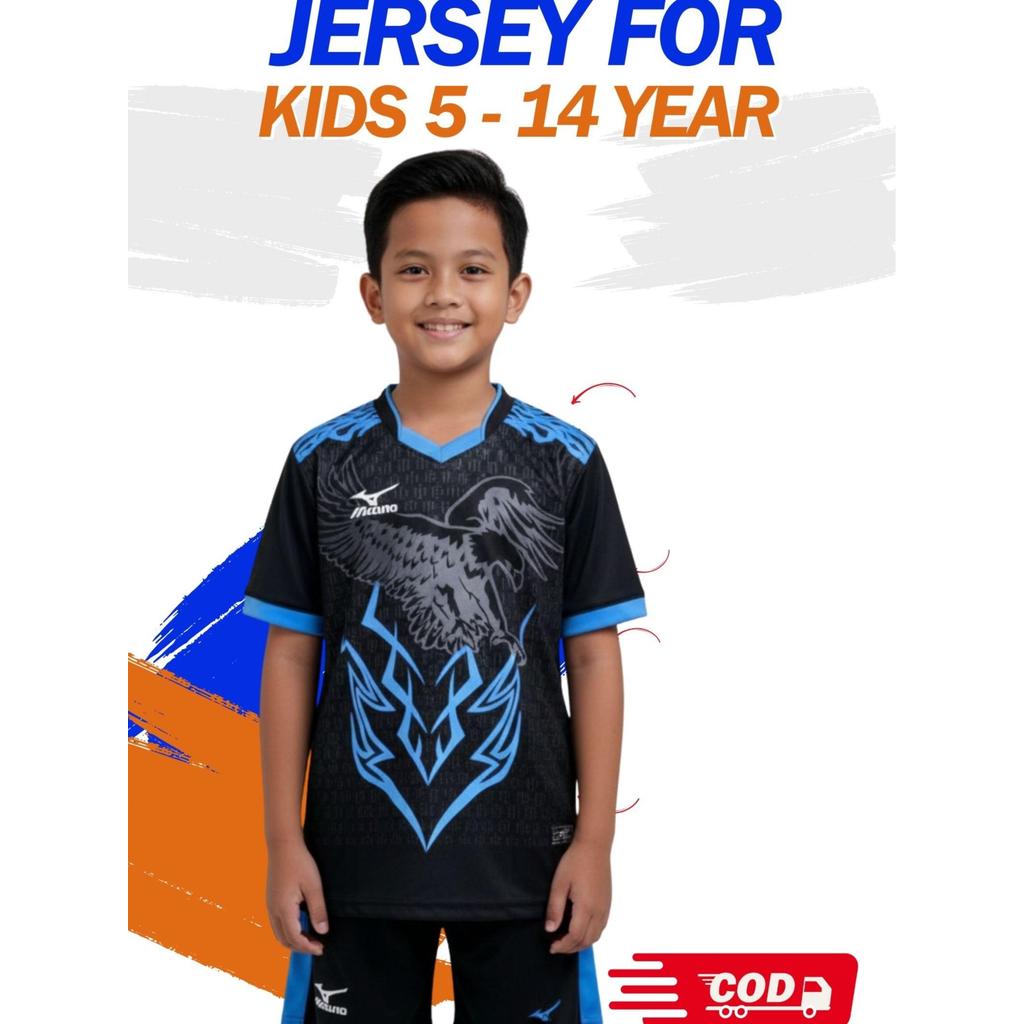 Mizuno Baju Setelan Jersey Bola Anak Junior Putra Putri Futsal Voli SSB Baju Celana Nyaman Fungsiona