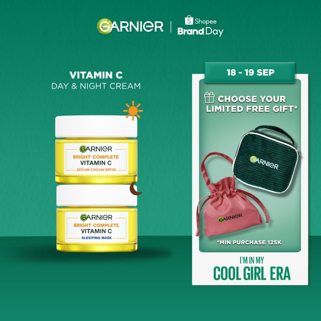GARNIER Bright Complete Vitamin C Simple Set Day Cream & Night Cream 50 ml Krim Siang & Krim Malam M
