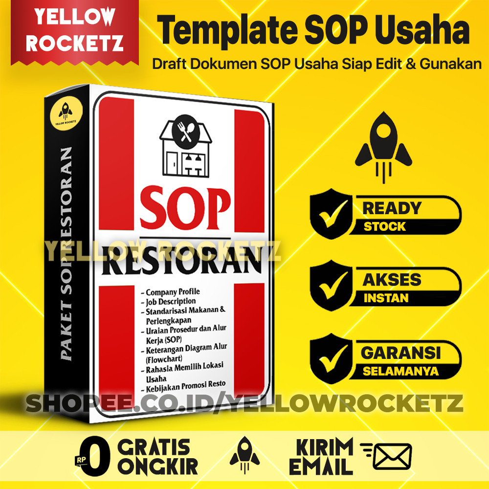 Paket SOP RESTORAN - Standar Operasional Prosedur Usaha Bisnis Restaurant Rumah Makan Resto Lengkap