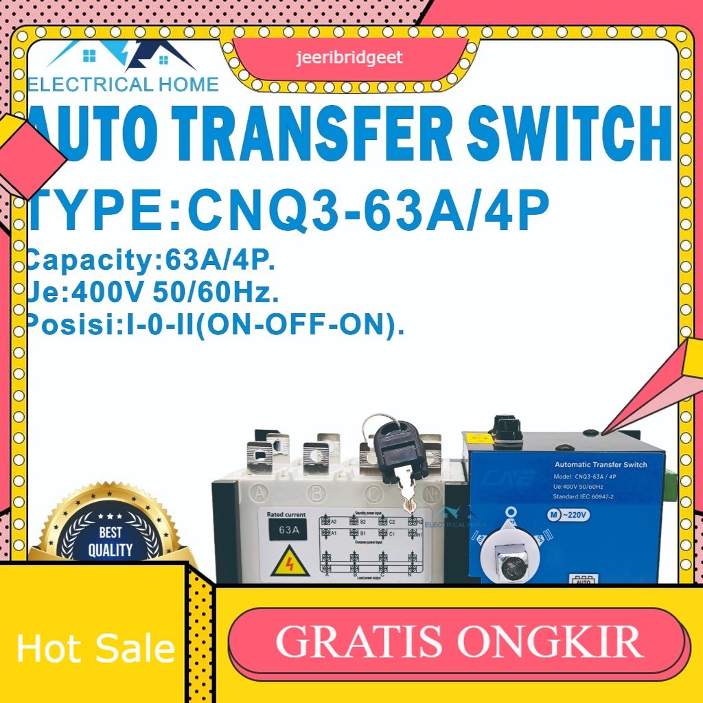 Auto Transfer Switch ATS 4P 63A/Motorized Ohm Saklar 63A