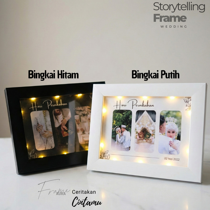 Frame Aura - Estetik Pigura Anniversary Ultah Wedding Gift Aesthetic Foto Frame Kado Lampu Bingkai