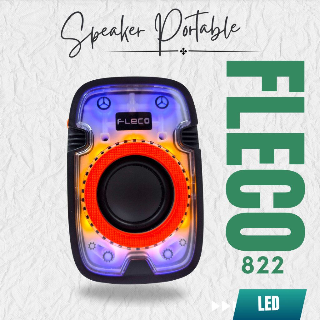 NEW!! Speaker Bluetooth FLECO F-822 Wireless Speaker dengan Lampu PLAY RGB ORI