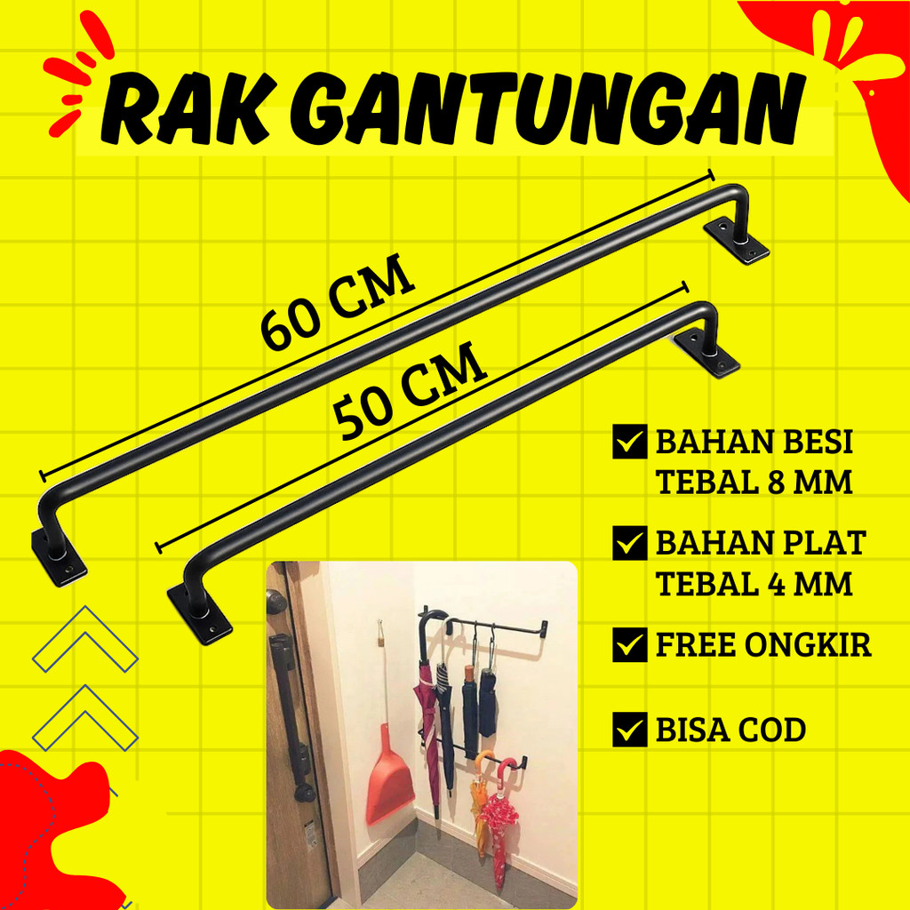 Gantungan Baju Dinding ,Gantungan Baju Besi Tembok, Dinding / Gawang Baju Tembok