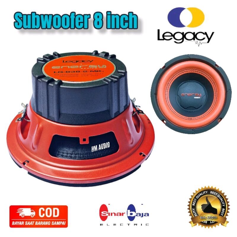 SPEAKER LEGACY 8 INCH SUBWOFER 8 INCH LEGACY ENERGY LG 838 DOUBLE COIL