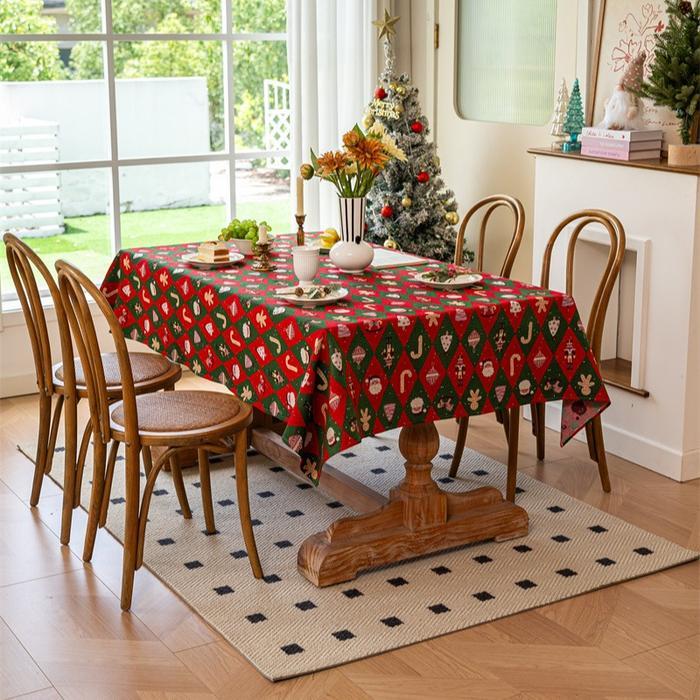 Taplak Meja Makan Natal Alas Meja Makan Kain Dekorasi Christmas - Model 1, 140x180cm