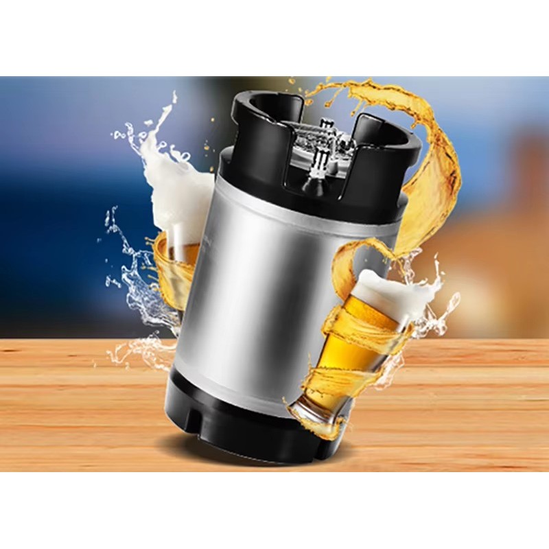 10L Ball Lock Keg,Homebrew 25 Gallon Beer Corny Keg with Ball Lock Post,Rubber Handle & Base,Extra S