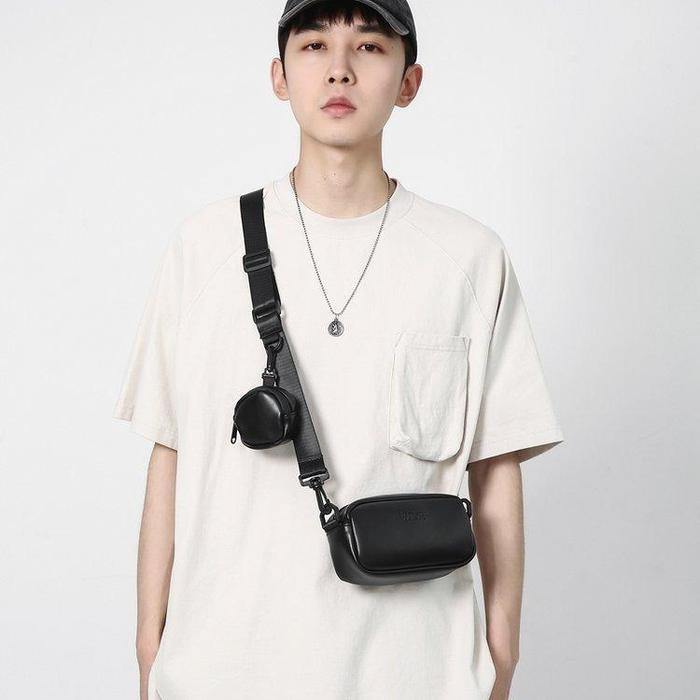 Tas Selempang Pria Kulit Tas Kulit Pria cowok BARNEY Hitam