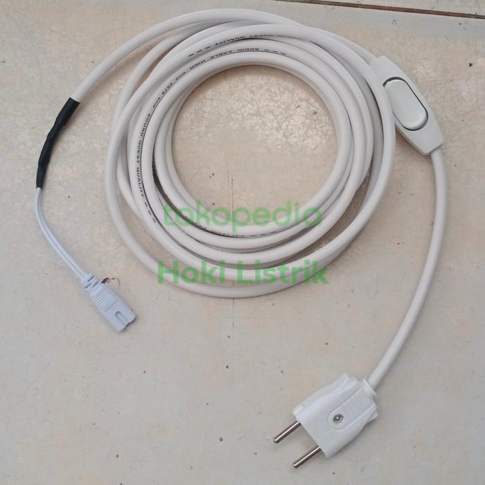KABEL COLOKAN LAMPU TL T5 / T8 + SAKLAR ON / OFF / COLOKAN PRINTER - 1meter by MitraHobby