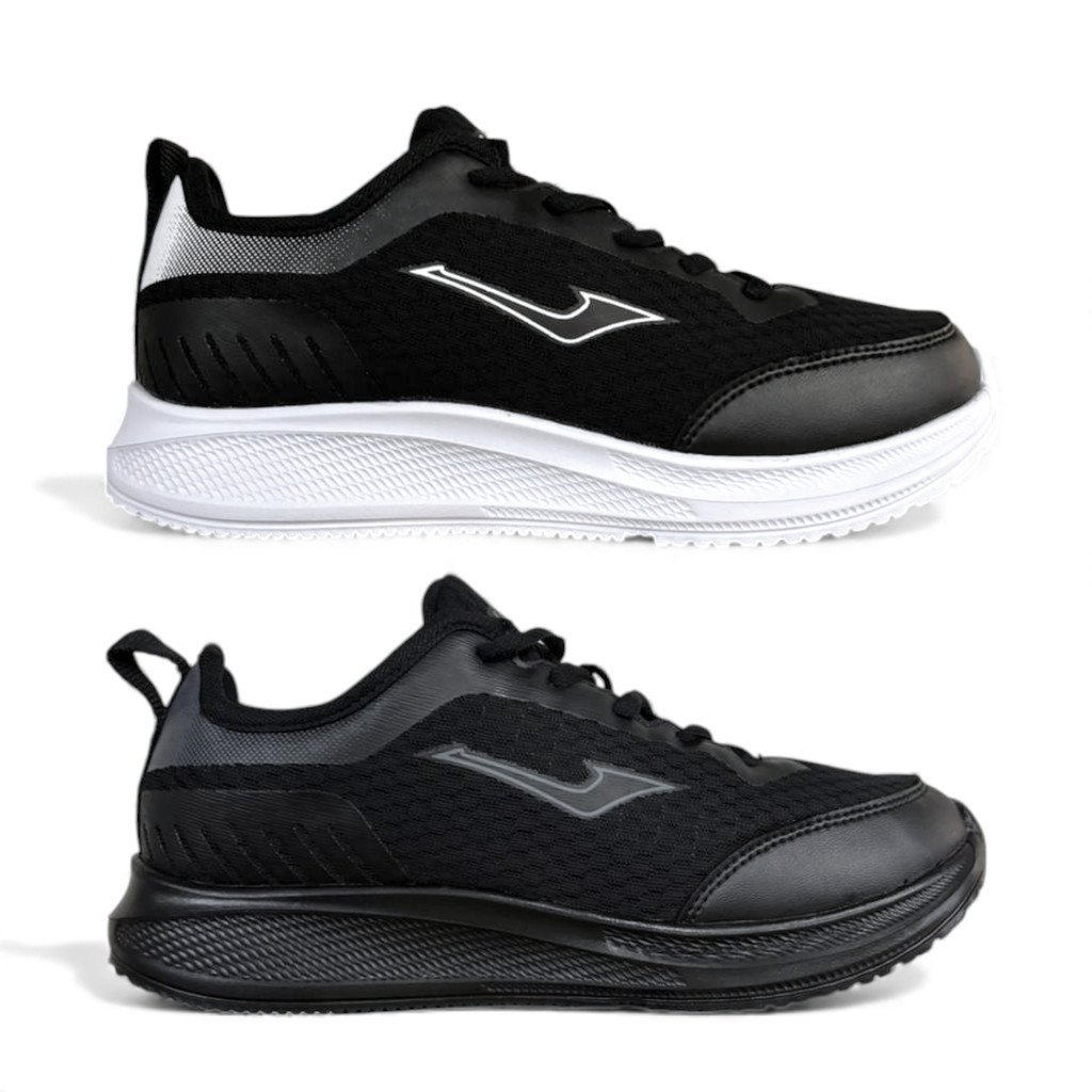 Sepatu Sekolah Hitam Putih Laki-laki Perempuan - Sneakers Casual Loggo Venti