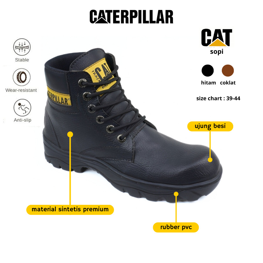 Sepatu Safety Pria Boot Ujung Besi Cat sopi Septi Boots Proyek Kerja Lapangan Sefty Outdoor Touring