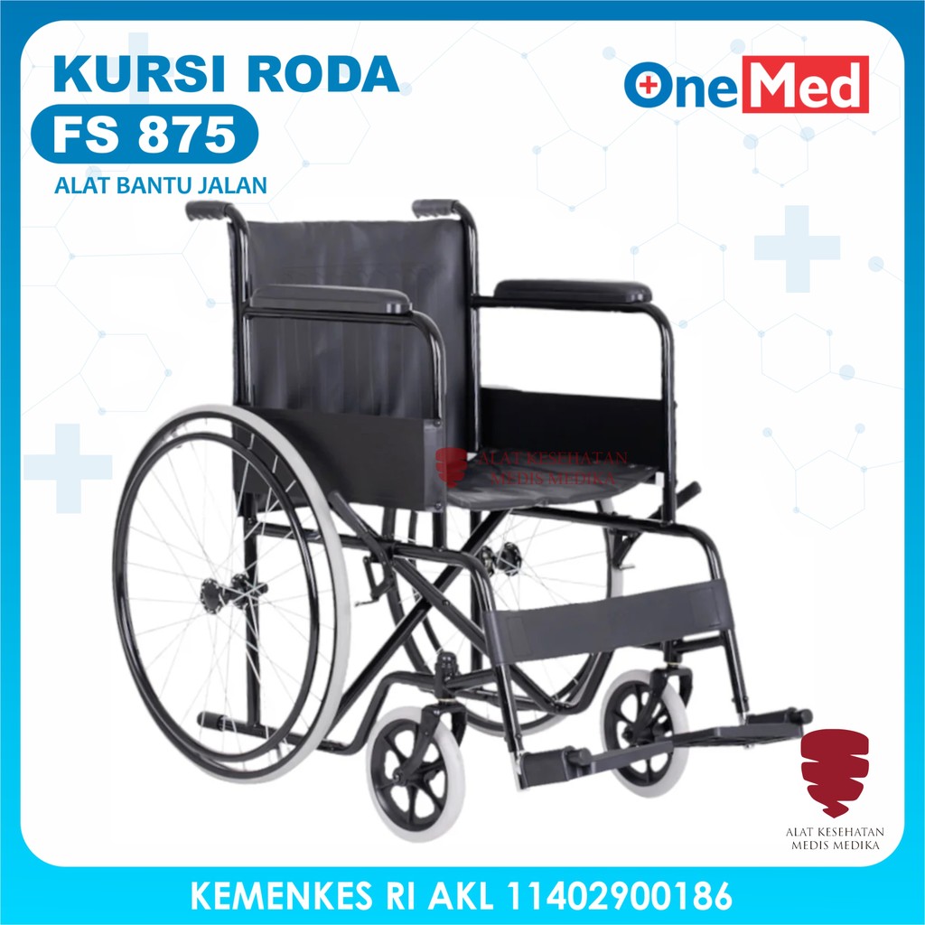 FS875 Kursi Roda Ekonomis Standar Alat Bantu Jalan Medis FS 875 Onemed