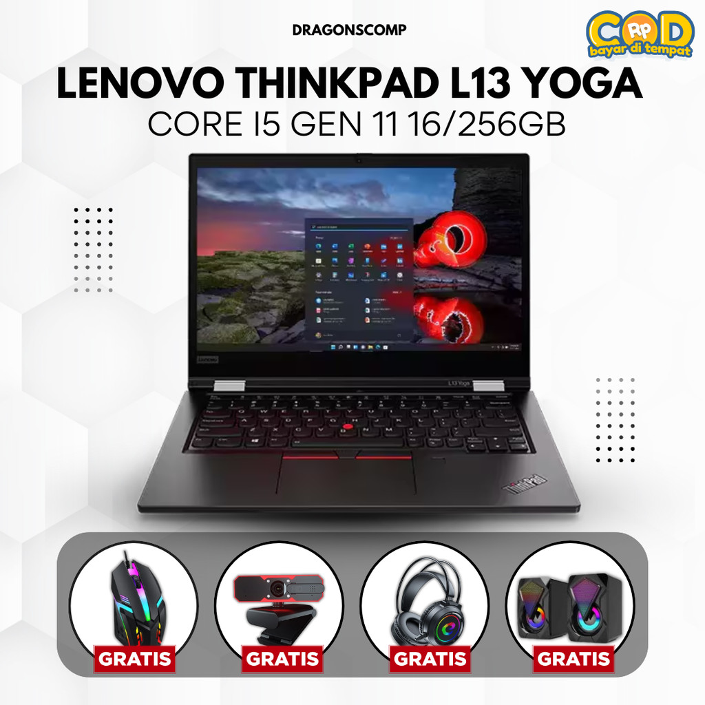 Laptop Lenovo Thinkpad L13 Yoga Core i5 Gen 11 16/256GB - Laptop Murah Bergaransi