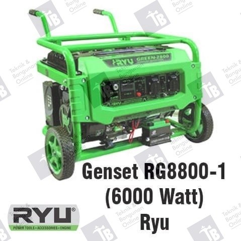 RYU Mesin Genset RG 8800-1 / Gasoline Generator SET 6000 watt 8800 - 1 + Peti Kayu