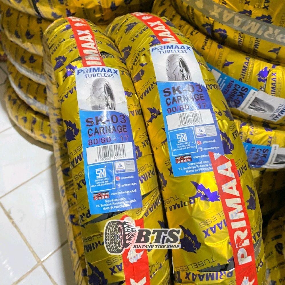Set Ban Primax 90/80-17 & 80/80-17 SK03 Carnage (TUBLES) Untuk Ban Motor Jupiter Supra Legenda FU150