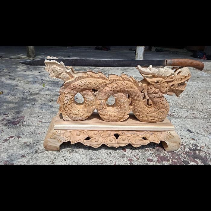 Stand Jagrak Katana Kayu Jati Mentahan Ukir Naga EA6485643