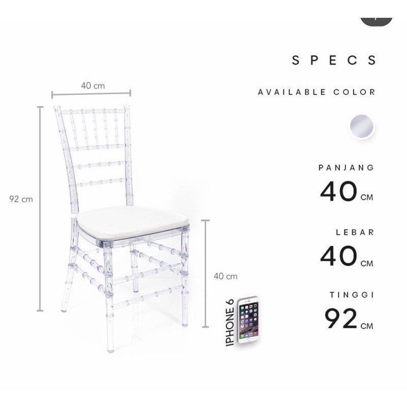 WM KURSI TIFFANY BAHAN AKRILIK BENING - KURSI UNTUK DEKORASI LAMARAN,WEDDING & AKAD NIKAH PREMIUM - 