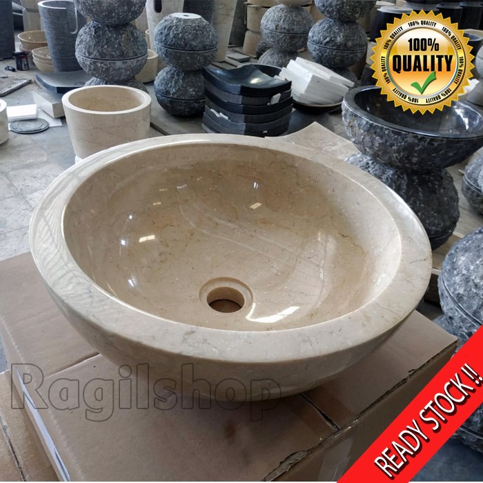 Wastafel Bulat Halus Luar Dalam Packing Aman Asli Batu Alam Marmer Tulungagung Ragilshop Stone