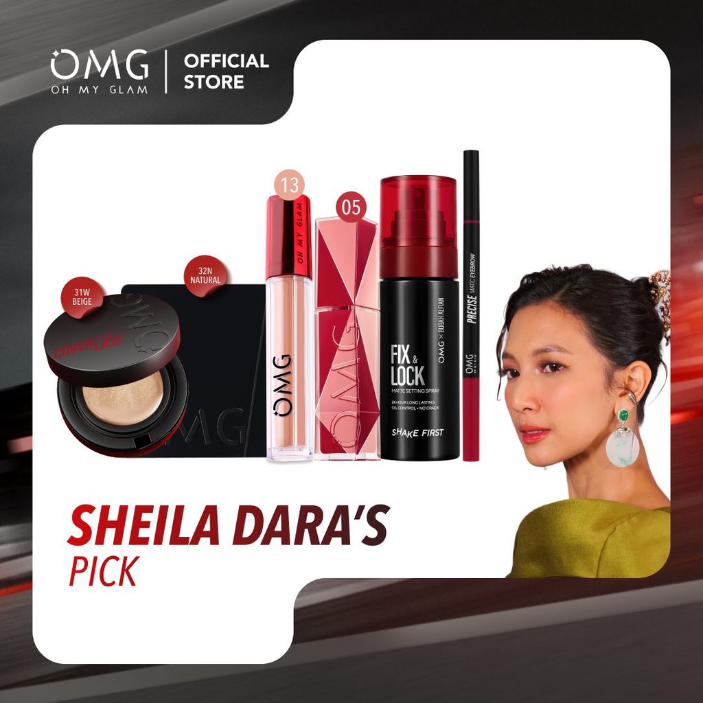 OMG Oh My Glam Complete Set Make Up Special FFI (Cushion, Two Way Cake, Eyebrow, Lip Cream, Lip Viny
