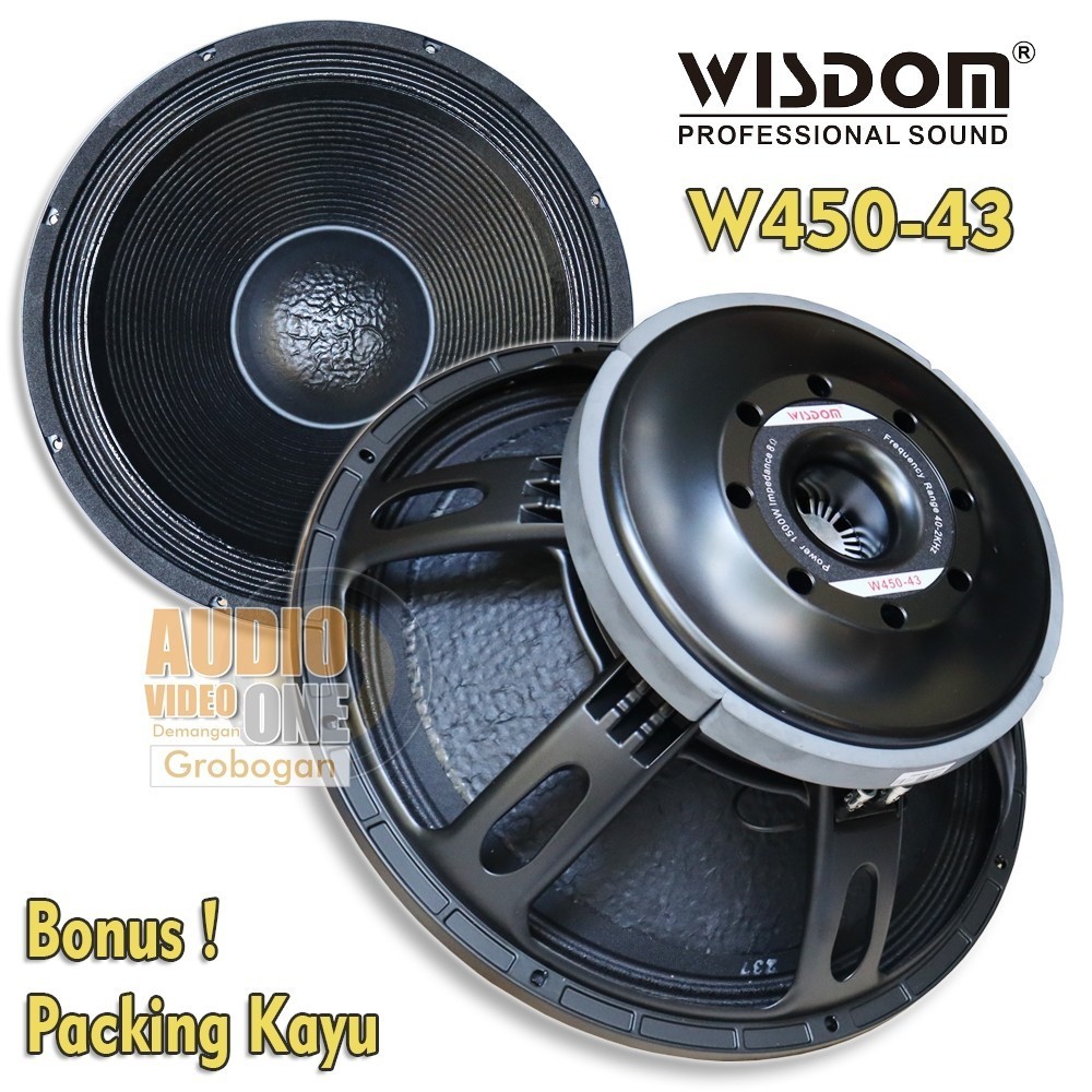 Speaker Wisdom W450 43 Voice Coil 5.5 Inch Spiker Komponen 18 Inch Subwoofer Bonus Packing Kayu