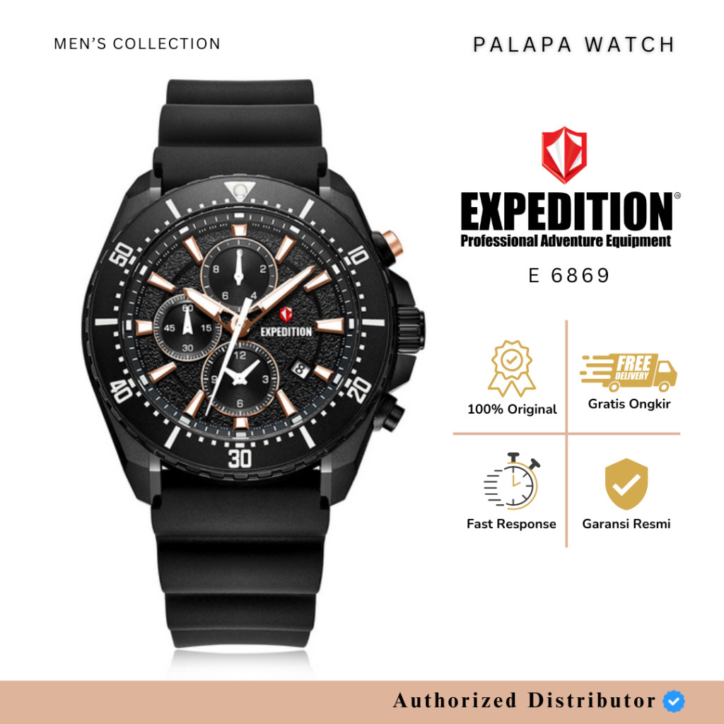 Jam Tangan Pria Expedition EXP 6869 / E6869 / 6869 Rubber Original Garansi 1 Tahun