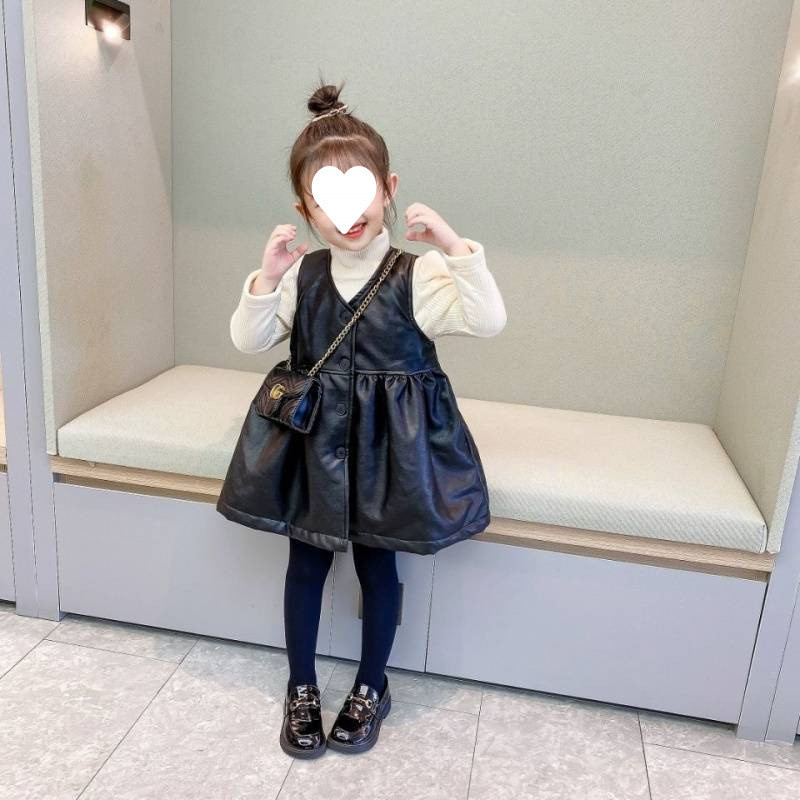 [Saror]Gaun Kulit Anak Perempuan Gaun Tank Bayi Bergaya