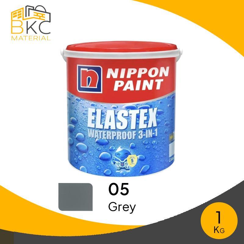 Cat Waterproofing Anti Bocor Nippon Elastex Kaleng 1 KG 05 Grey Abu-Abu Abu Abu