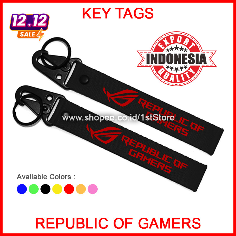 GANTUNGAN KUNCI ROG REPUBLIC OF GAMERS PREMIUM LOGO KEYCHAIN STRAP HIGH QUALITY KEY CHAIN SEPEDA MOT