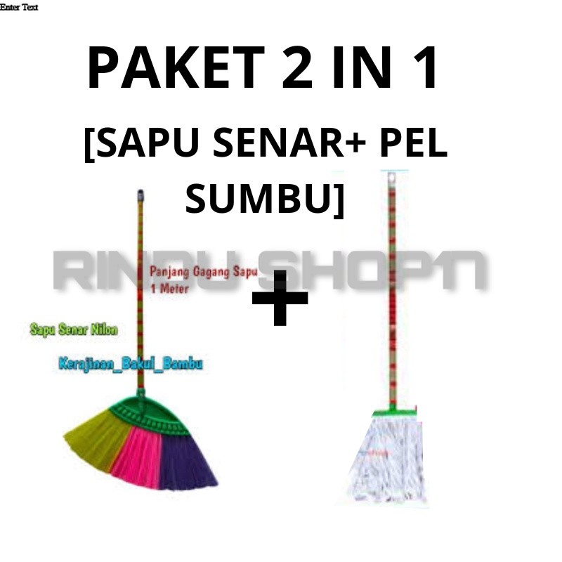 PAKET HEMAT 2 IN 1 SAPU NYLON + PEL LANTAI/SAPU IJUK+PEL LANTAI SUMBU