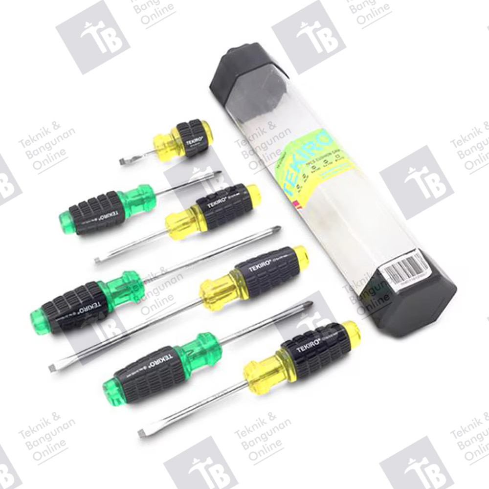 TEKIRO Screwdriver Set with Cushion Grip / Obeng Gagang Karet  SD-CG0934 1set(7pcs)