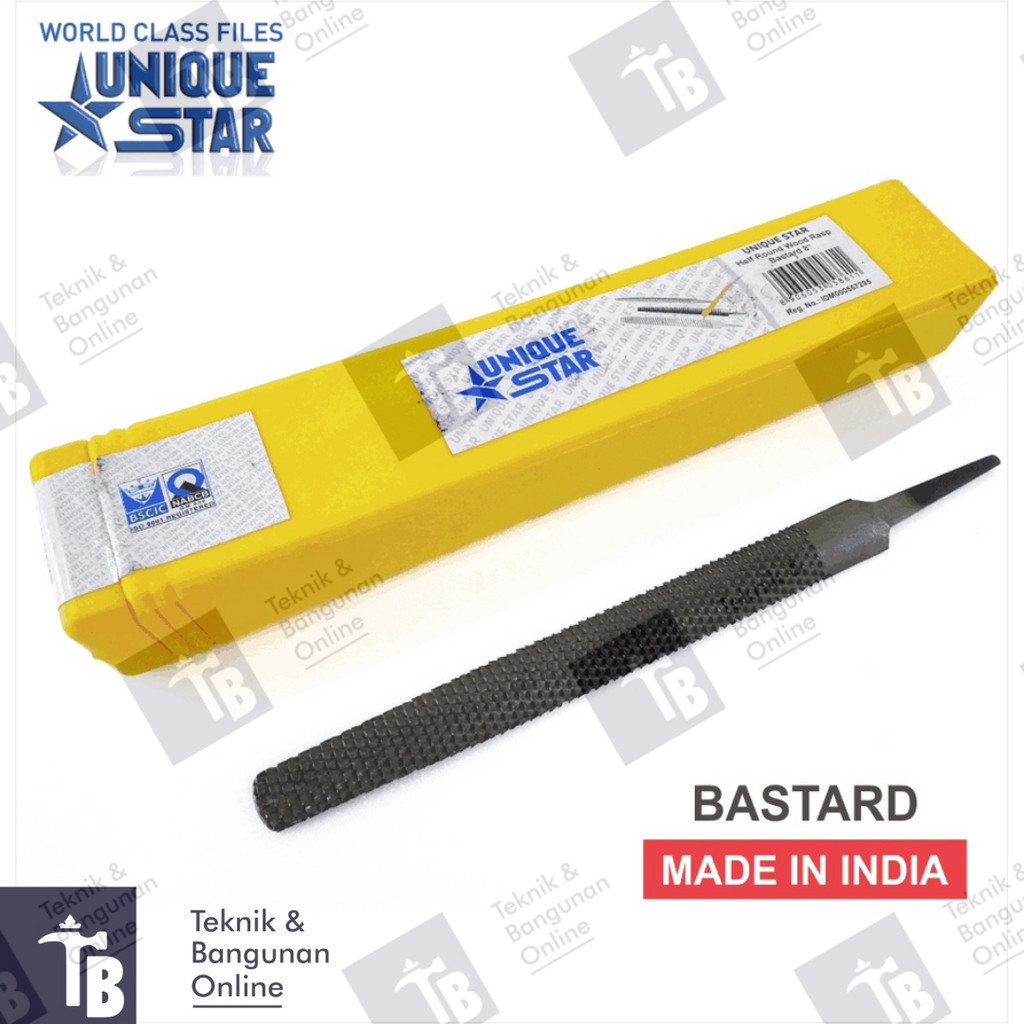Kikir Kayu 1/2 Bulat Kasar 8 Inch / UNIQUE STAR Half Round Wood Rasp 8" 1 KOTAK / 1 LUSIN