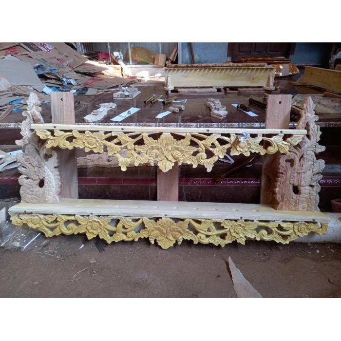 jagrak pusaka tempel tembok ukir naga kembar ukir bunga EA2242